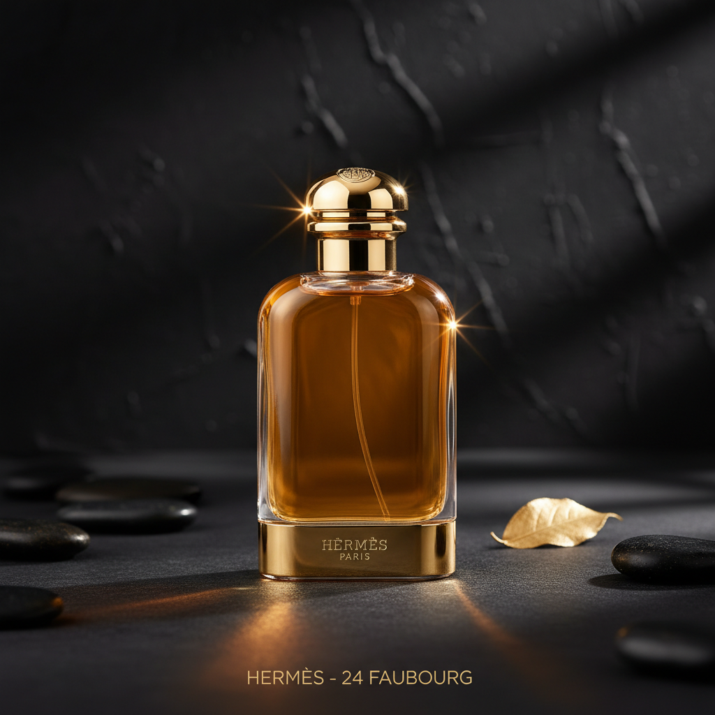 Hermès Paris 24 Faubourg 50ml Eau de Toilette bottle in luxury editorial style