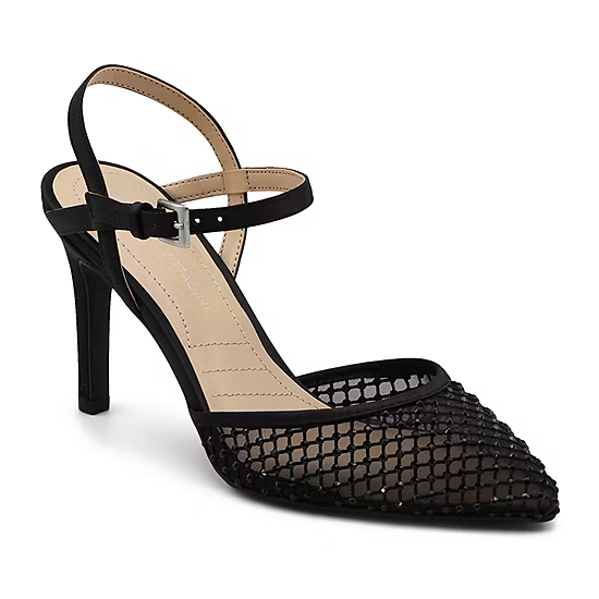 Adrienne Vittadini Netro Black Mesh Beaded Slingback Stiletto - Size 7.5 M