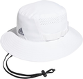 Adidas Wide Brim Bucket Hat – White | Ventilated Sun Hat with Chin Cord