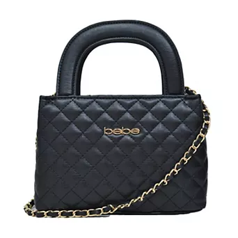 Bebe Sofie Mini Satchel Crossbody Bag – Black Quilted | Gold Hardware