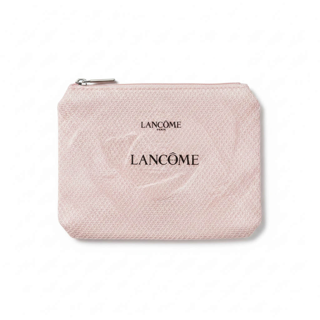 Lancôme Pink Mesh Zippered Pouch - clean professional white background shot