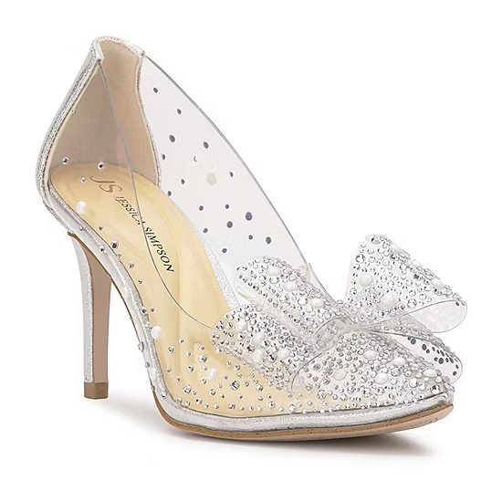 Jessica Simpson Cinderella Crystal Clear Pump – Crystal Rhinestone Bow Stiletto