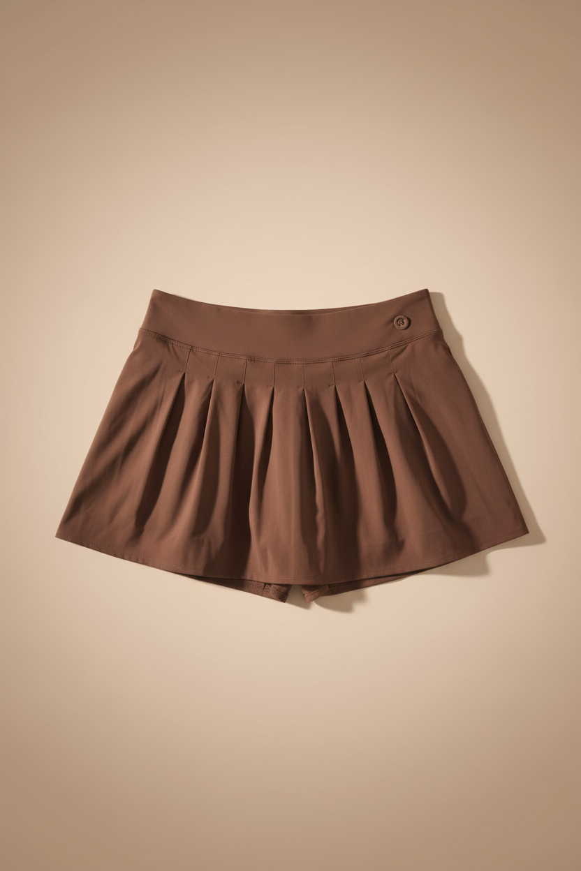 Court Collection Women's High-Rise Ruched Skort in Brown XXL