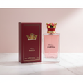 Hola Queen EDP bottle with crown cap and burgundy box