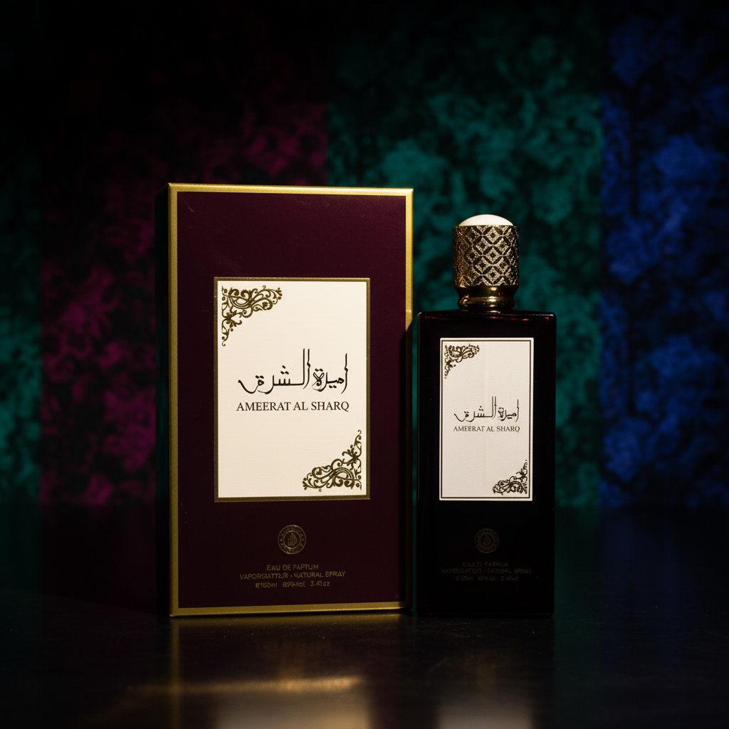 Ameerat Al Sharq Eau de Parfum luxury editorial product photo