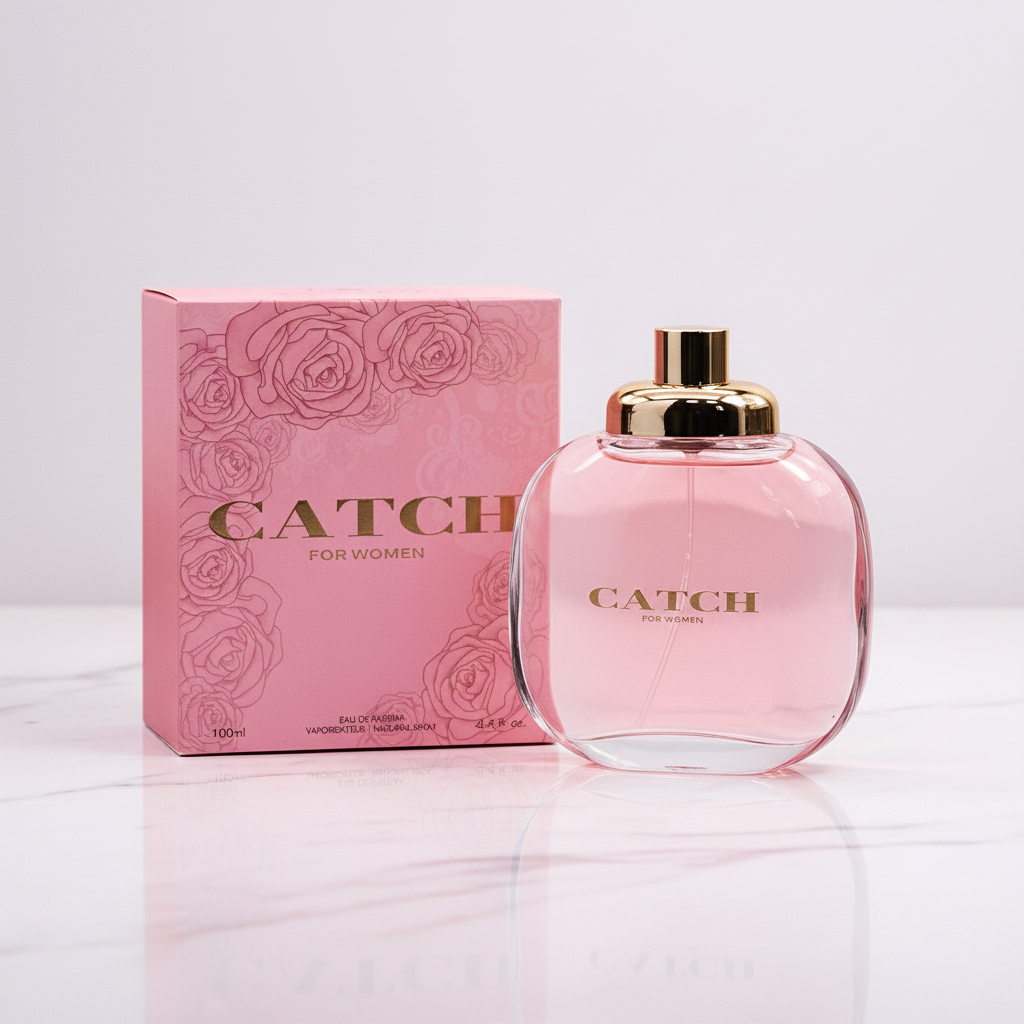 Catch For Women EDP pink bottle and rose box