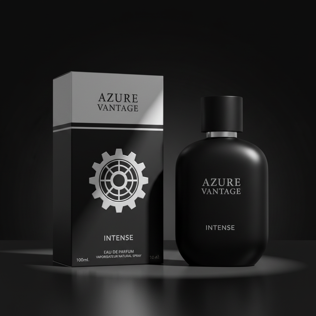 Azure Vantage Intense EDP black bottle and box