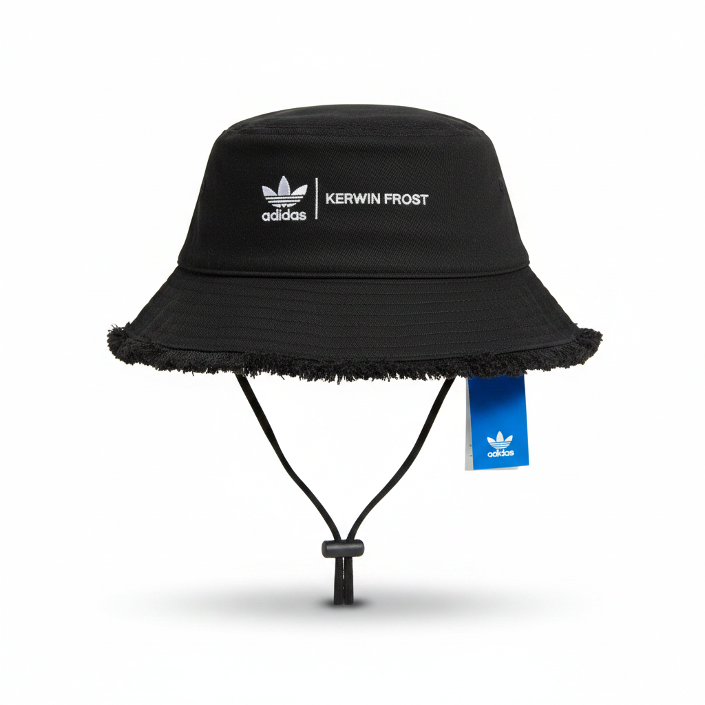 Adidas Originals x Kerwin Frost Black Bucket Hat with ruffle brim